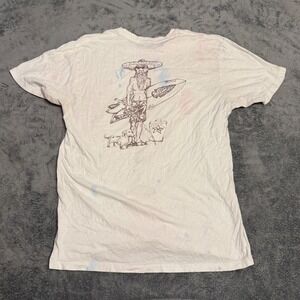 Teja Surf Graphic T-Shirt‎ Mens White Multicolor Tie Dye Surfer Dog Beer